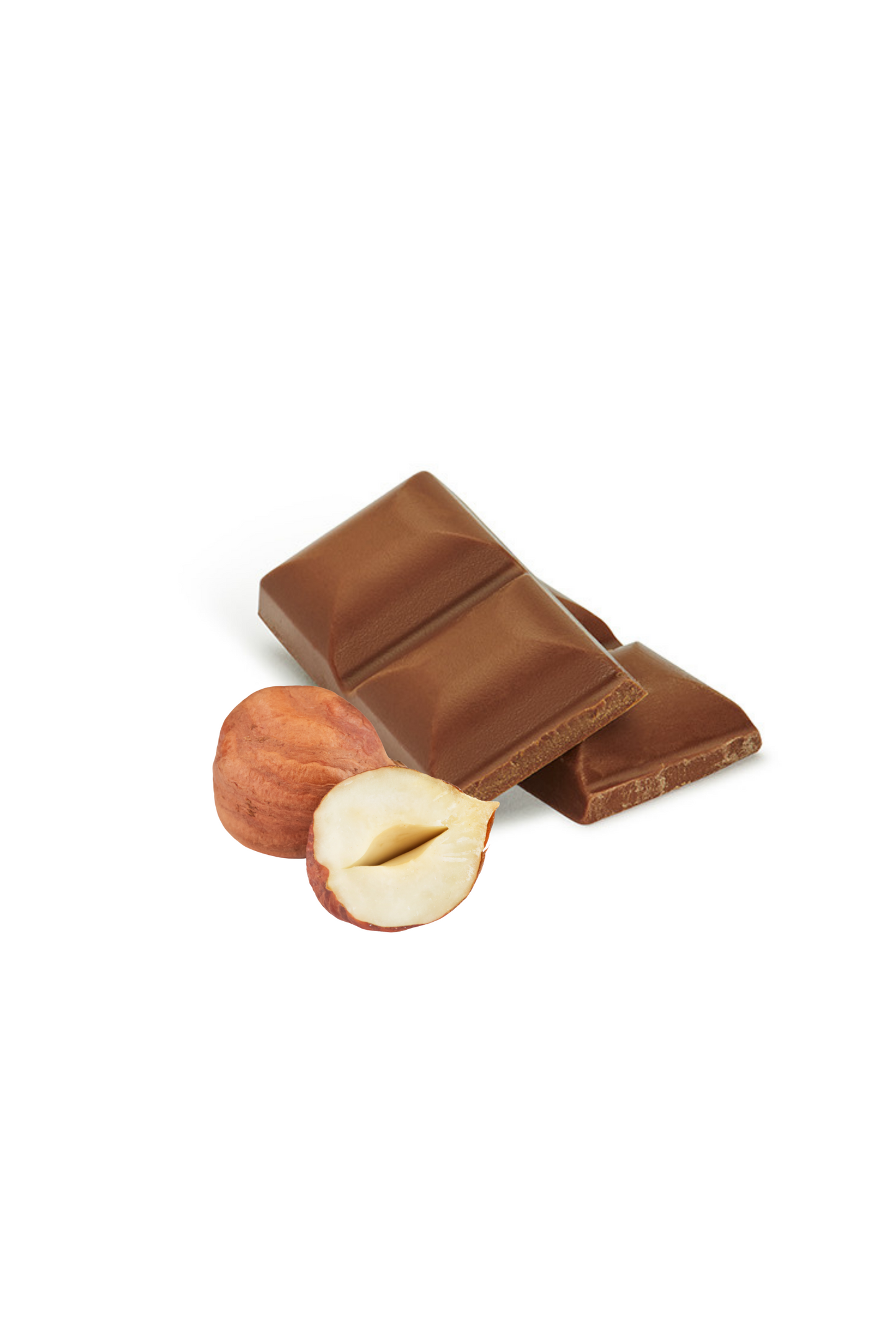 Vollmilch-Schokolade mit Haselnuss, ohne Zuckerzusatz. 45% Kakaoanteil
